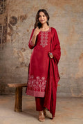 Embroidered Kurti Set Red