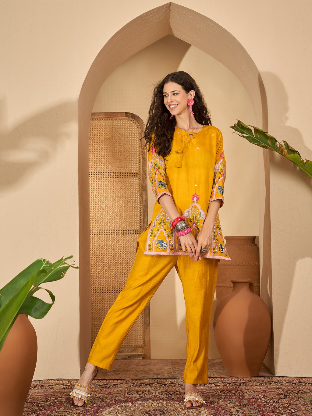 Yellow Short Kurti with Pants – Elegant & Comfortable Ethnic Wear