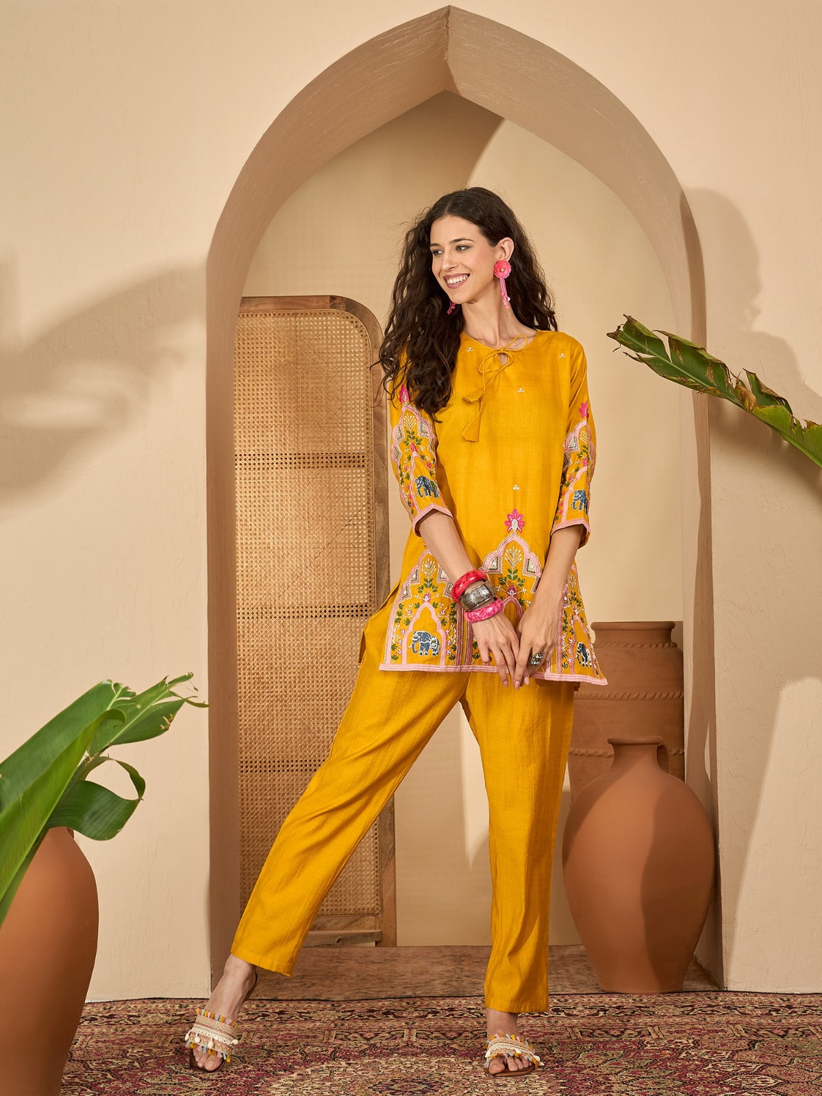 Yellow Short Kurti with Pants – Elegant & Comfortable Ethnic Wear