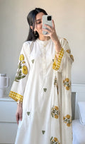YELLOW MUGHAL BUTTA KURTI SET