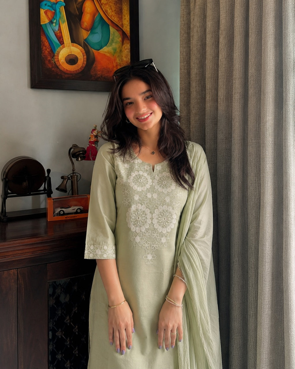LIGHT GREEN KURTI SET